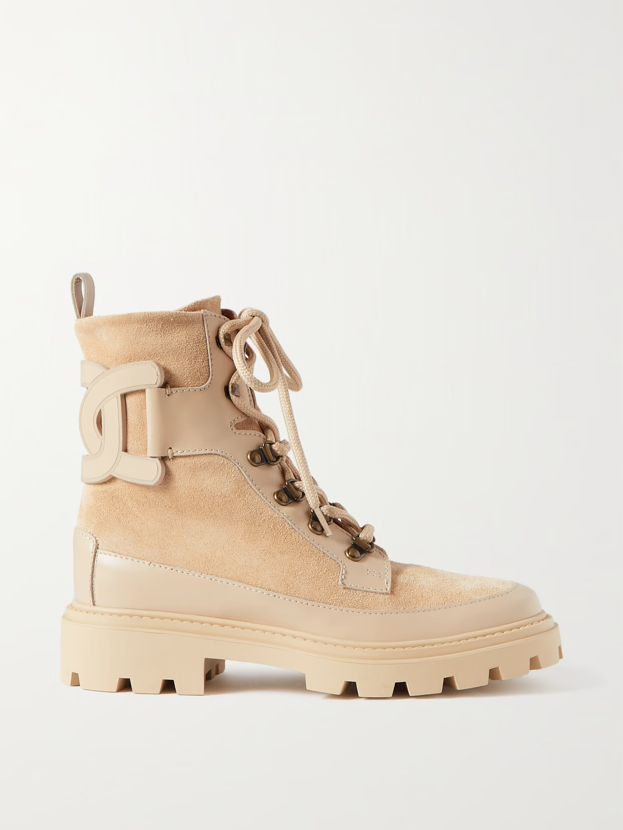 Tod's - Kate Leather-trimmed Suede Ankle Boots - Beige | NET-A-PORTER (UK & EU)