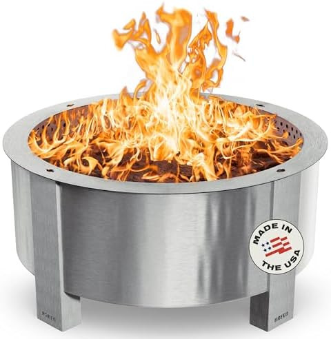 Breeo Smokeless Fire Pit (X Series 30, Stainless Steel) | 34.5 inch Smokeless Firepit for Outside... | Amazon (US)