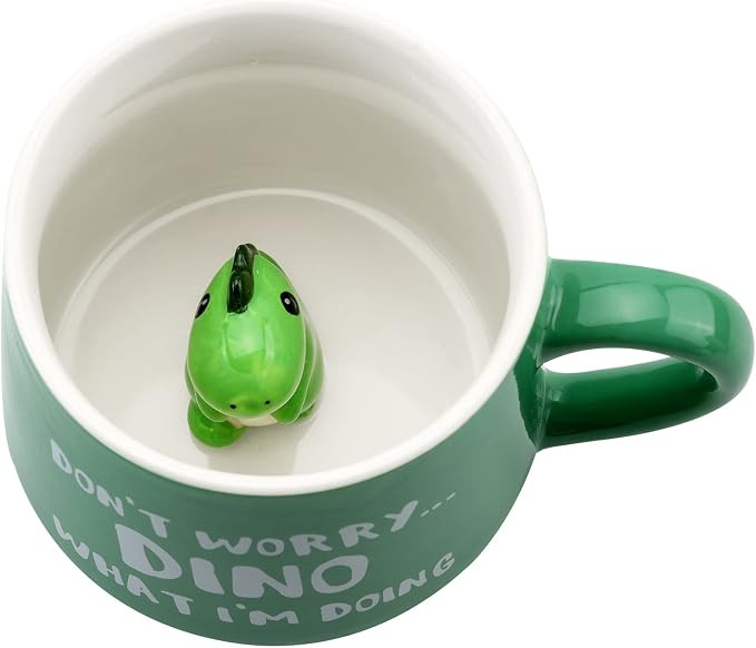 Green Dinosaur Ceramic Cup Hidden 3D Animal Inside Mug,12 oz Cute Cartoon Handmade Figurine Mugs,... | Amazon (US)