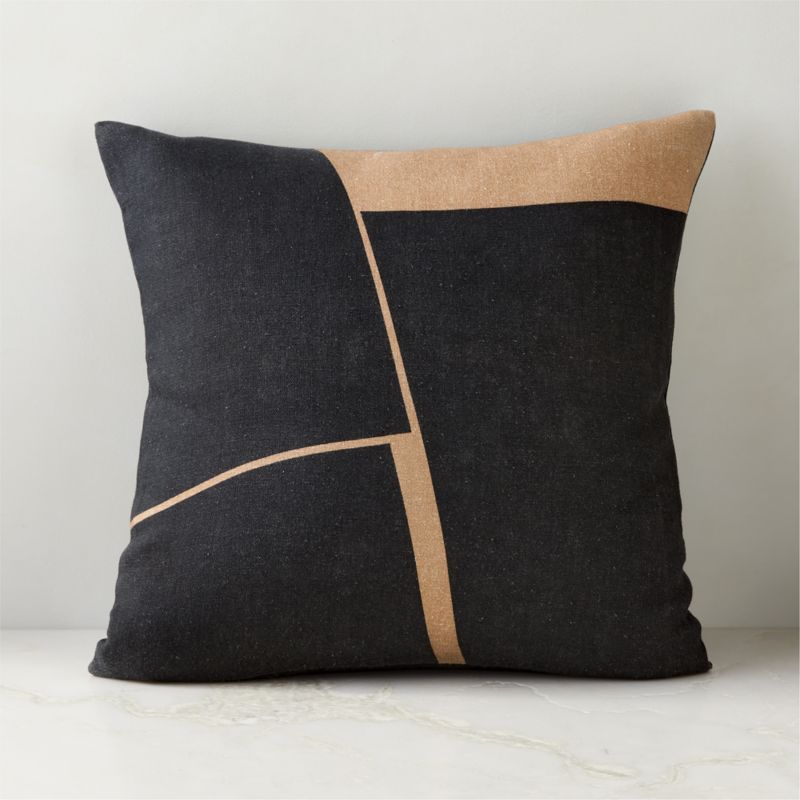 Angled Black Linen Throw Pillow with Down-Alternative Insert 20'' | CB2 | CB2