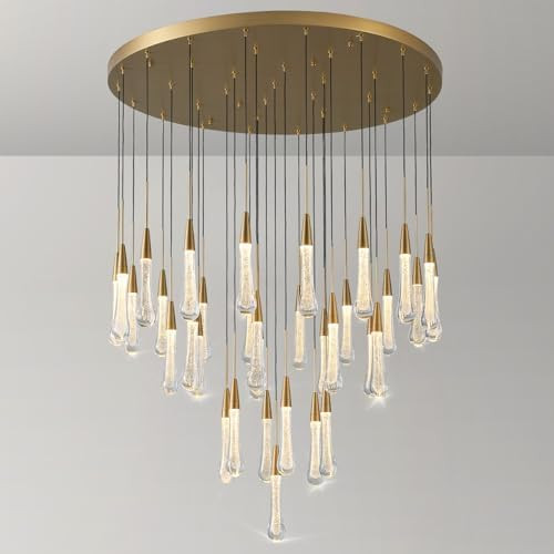 34-Light Gold Chandeliers for High Ceilings, Large Raindrop Chandelier for Foyer, Entryway, Stair... | Amazon (US)