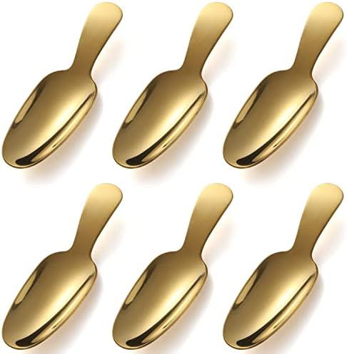 Dessert Spoon 6 Pcs Stainless Steel Salt Spoon Short Handle Coffee Scoop Mini Tea Spoons for Small J | Amazon (US)