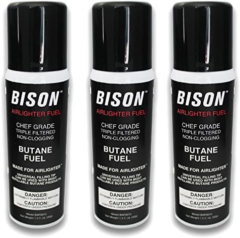 Bison Airlighter Fuel - 3 Pack (1.5 fl oz per Canister) Triple Filtered Butane for Use with The A... | Amazon (US)