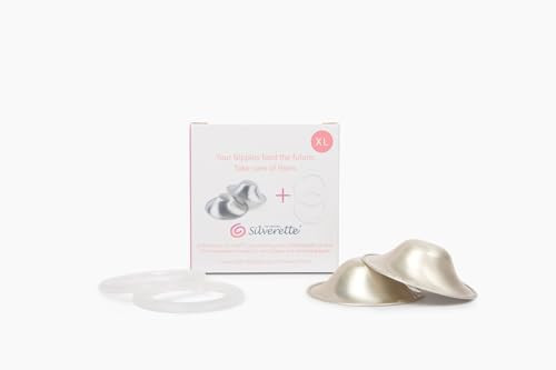 SILVERETTE The Original Silver Nursing Cups, Nipple Covers for Breastfeeding Essentials, Pure 925 Silver Nipple Shields for Breastfeeding Newborn, XL Size with O-Feel Silicone Rings | Amazon (US)