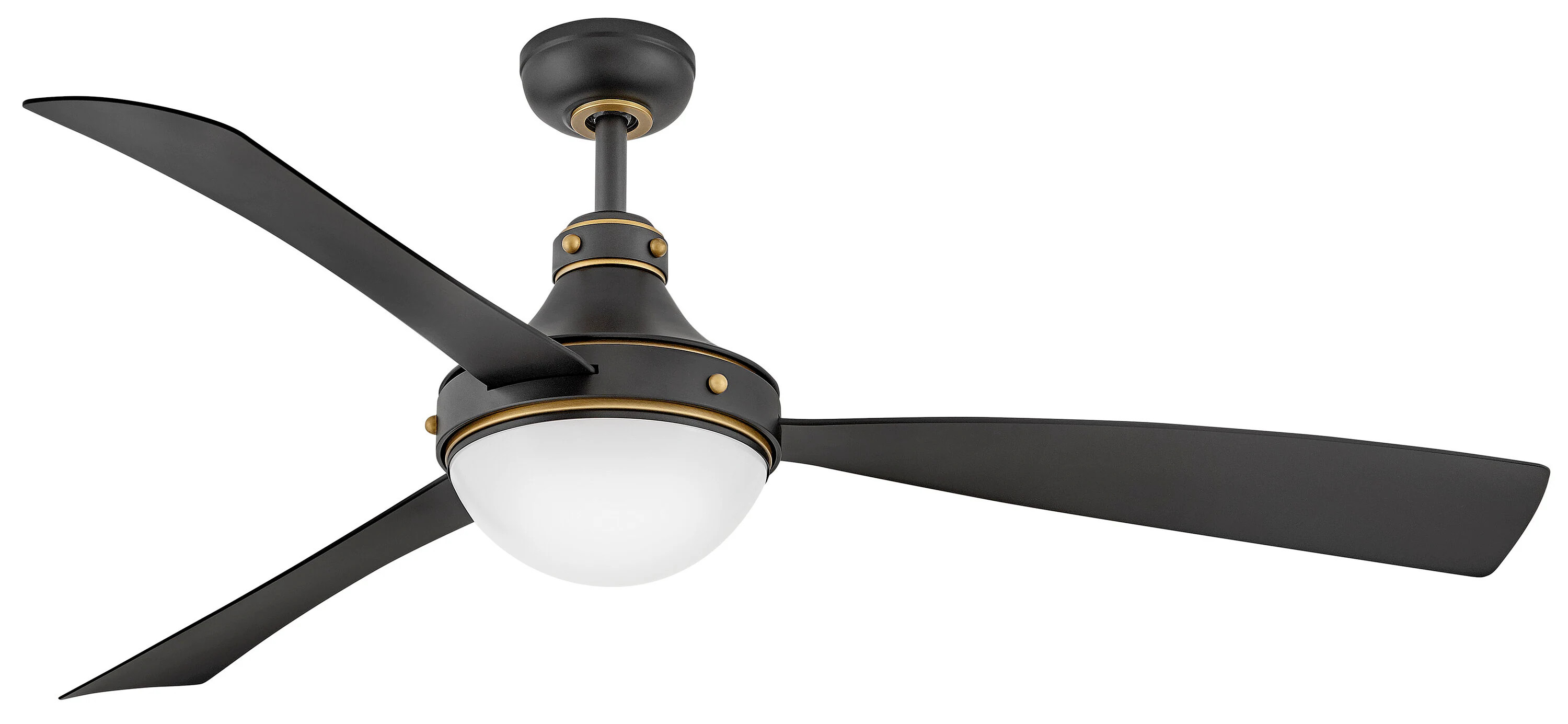 Hinkley Oliver 62-in Matte Black with Matte Black Blades Integrated LED Uncovered Outdoor Smart Ceiling Fan With Light and Remote Included 3 -Blade | Lowe's