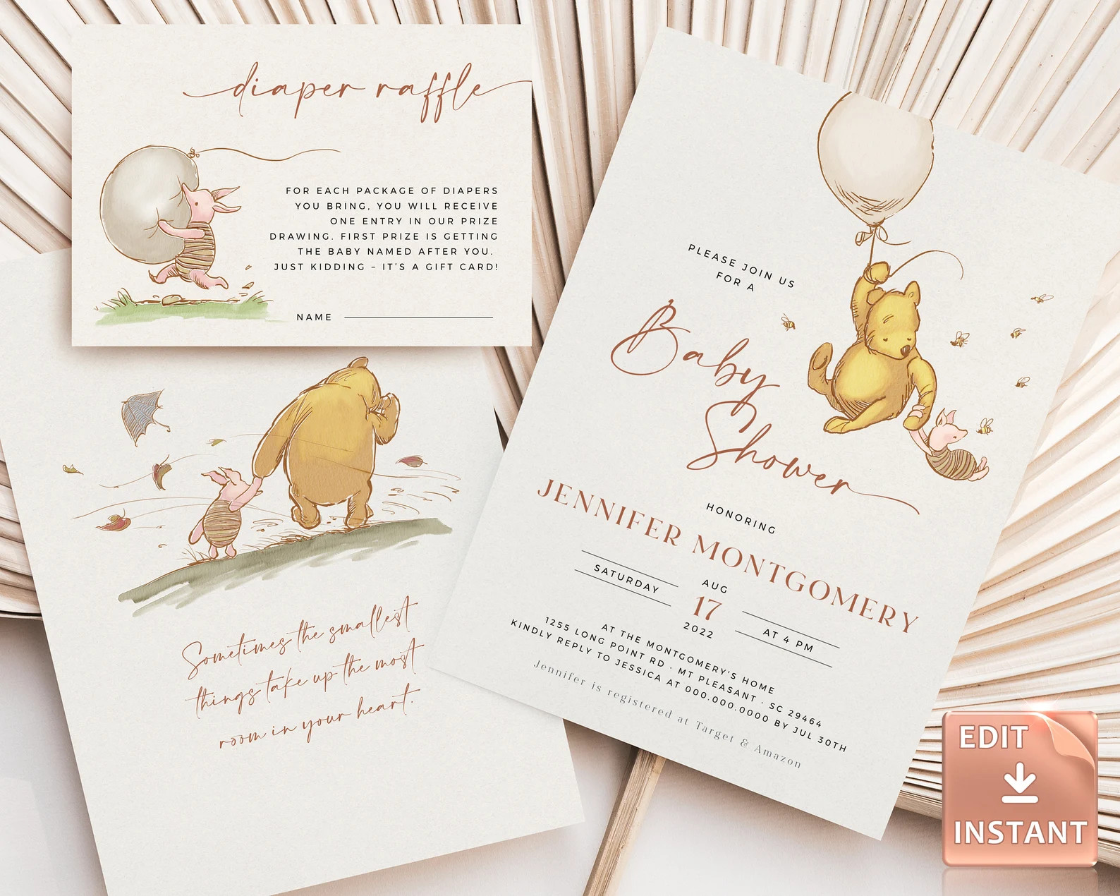 POOH  Bear Baby Shower Invitation Classic Winnie-the-pooh - Etsy | Etsy (US)