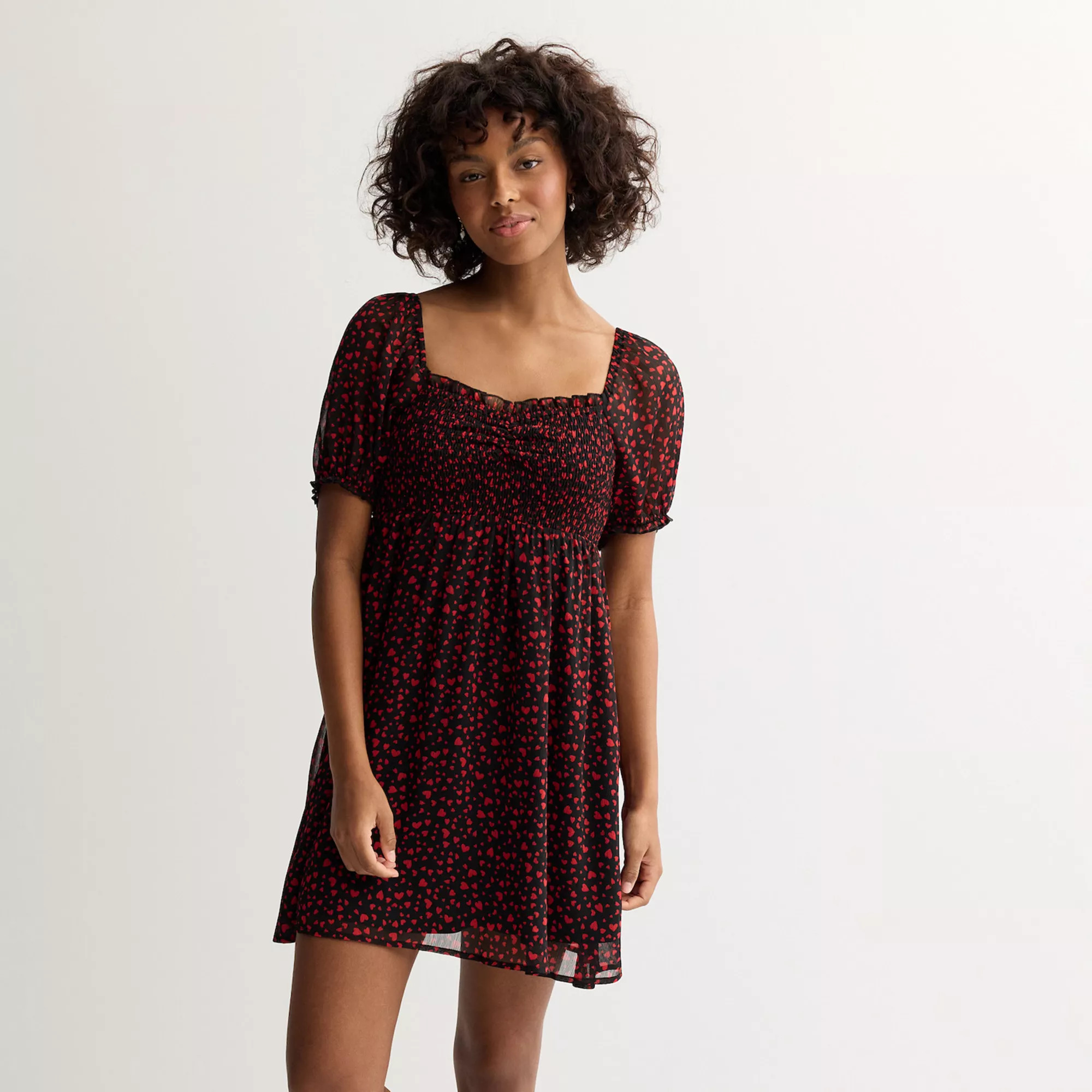 Juniors' Rewind Puff Sleeve Smocked Skater Dress | Kohl's