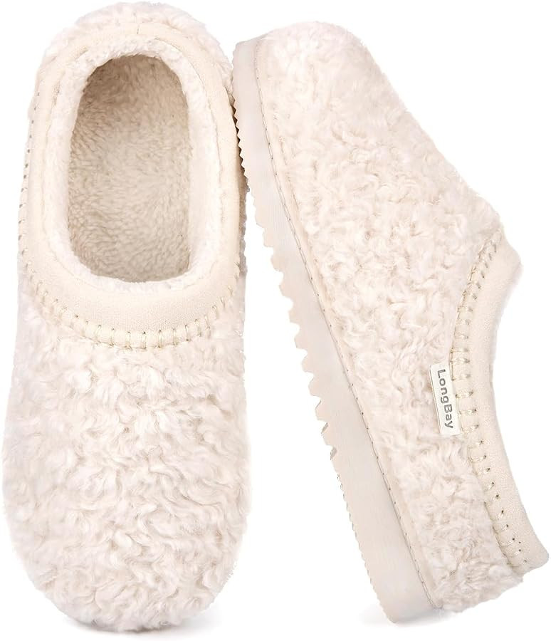 LongBay Women's Fuzzy Slippers Cozy Warm House Shoes Indoor Outdoor Gifts | Amazon (US)