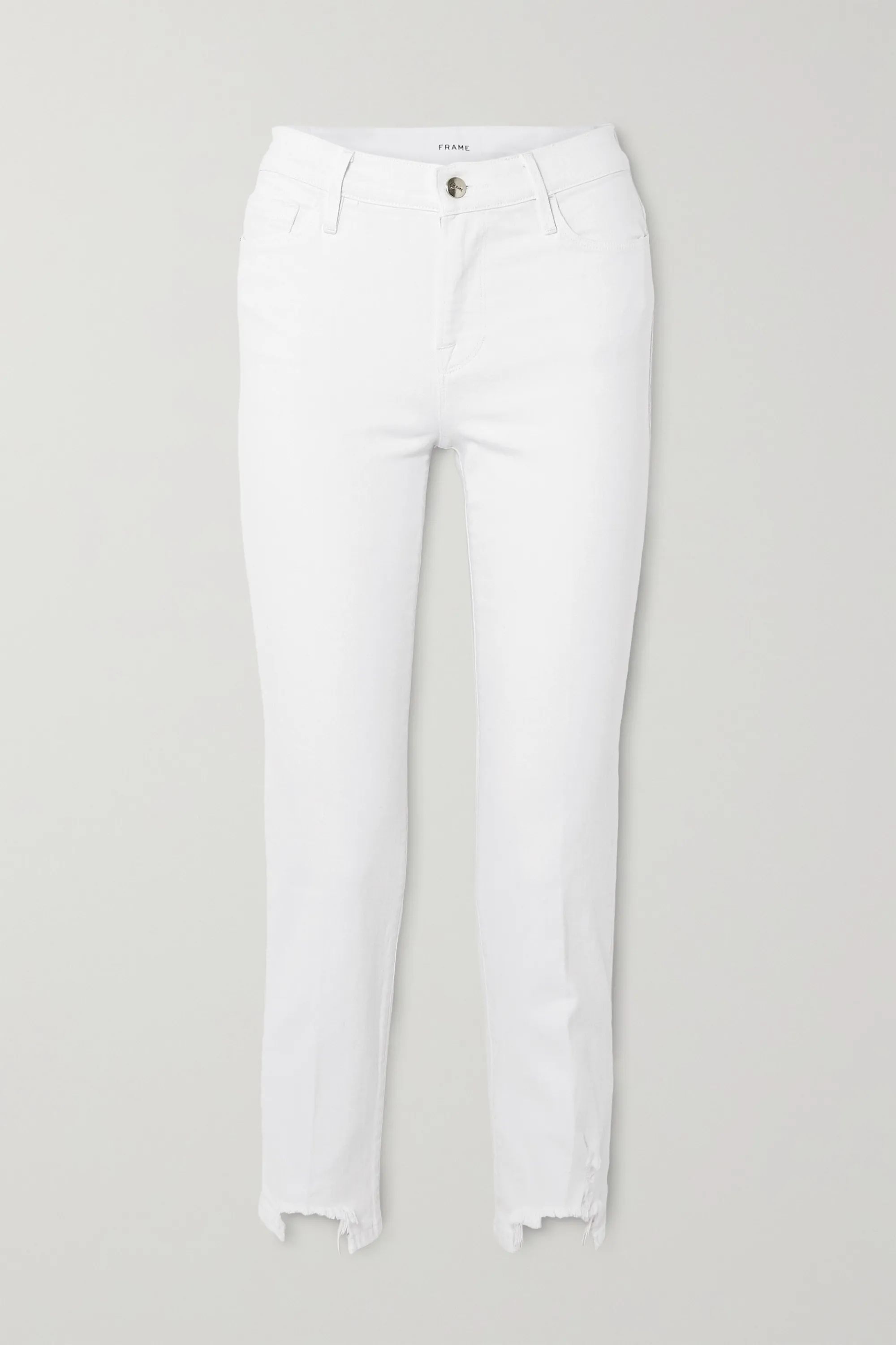 White Le Nouveau cropped distressed mid-rise slim-fit jeans | FRAME | NET-A-PORTER | NET-A-PORTER (UK & EU)