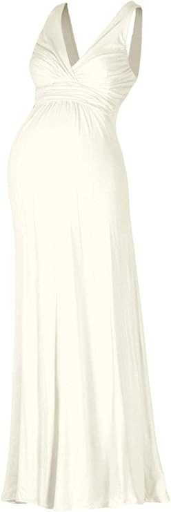 Beachcoco Women’s Maternity Maxi Dress – V Neck Sleeveless Empire Waist Slim Fit One Piece Ba... | Amazon (US)
