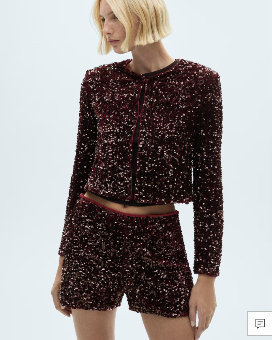 Mango / New years / two piece / sequins / shorts / glitter / sparkle 

#LTKwinter #LTKeurope #LTKpartywear