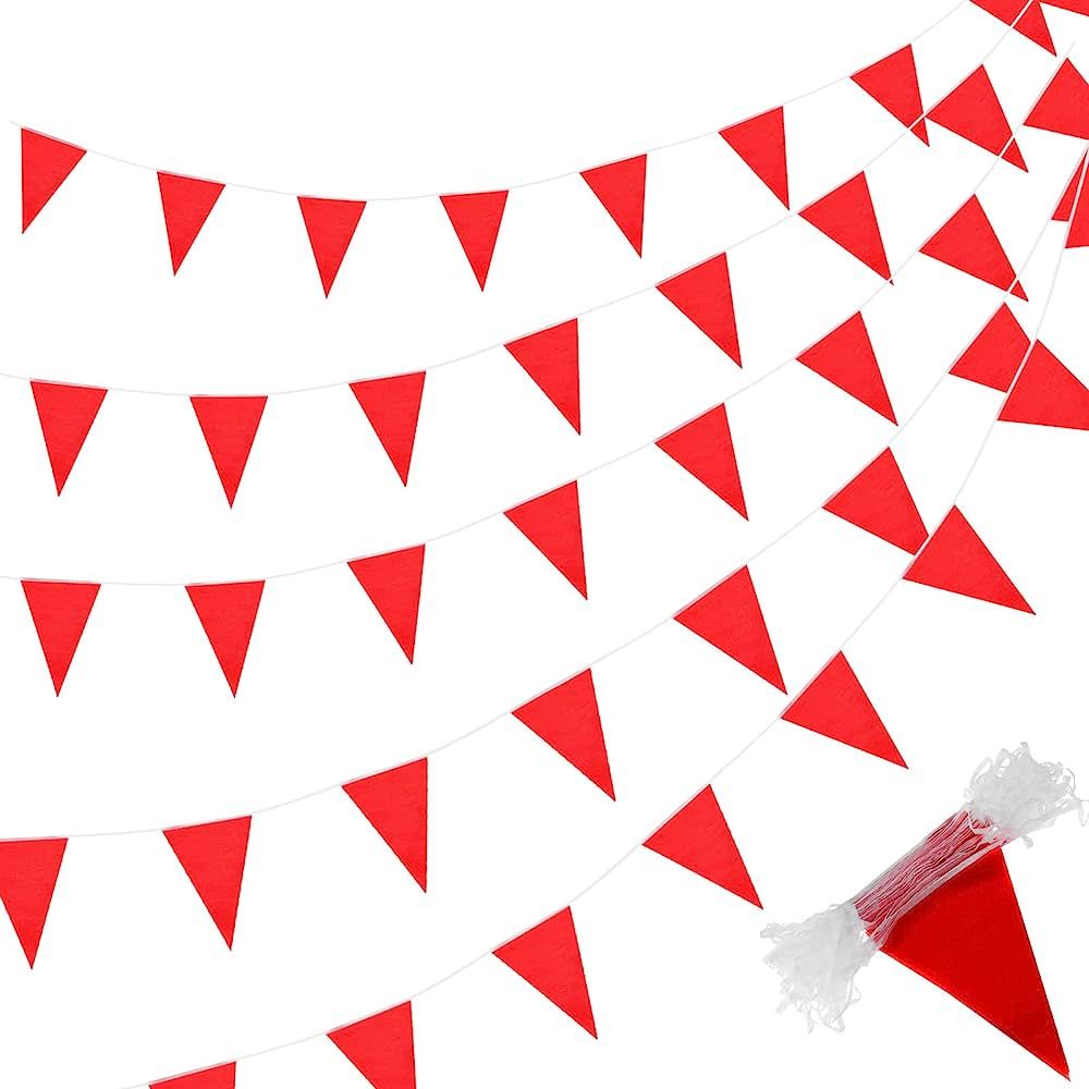 Tatuo 1 String 200 Feet Pennant Banners Flags String Triangle Hanging DIY Bunting Flags Red Party... | Amazon (US)