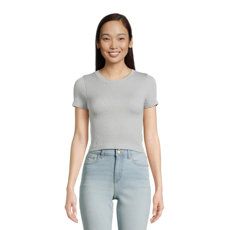 No Boundaries Juniors Seamless Crewneck T-Shirt | Walmart (US)