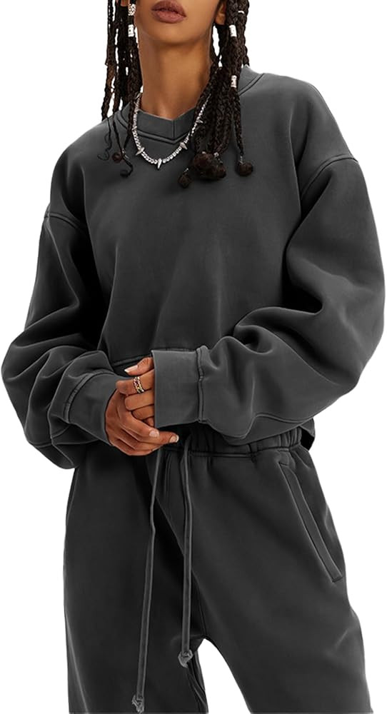 Gihuo Women's 2 Piece Sweatsuit Crewneck Pullover Tops High Waisted Sweatpants Tracksuit Matching... | Amazon (US)