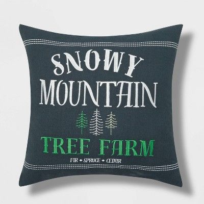 Snowy Mountain Throw Pillow Reversible Green/Black Stripe - Wondershop&#8482; | Target