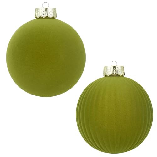 CristBest Velvet Christmas Balls Large Hanging Shatterproof Flocked Christmas Tree Ornaments for Xmas Tree Hanging, Holiday Wedding Party Decorations, Gifts and Home Decorations (Green, 6" (2pcs)) | Amazon (US)