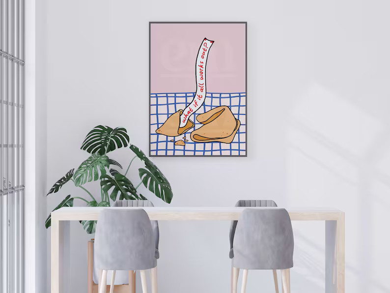 What If It All Works Out Fortune Cookie Print, Retro Pink Blue Red Poster, Motivational Inspo Quo... | Etsy (US)