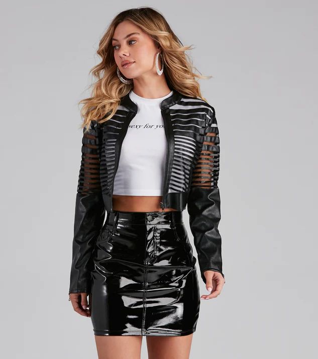 Faux Leather Illusion Striped Jacket | Windsor Stores