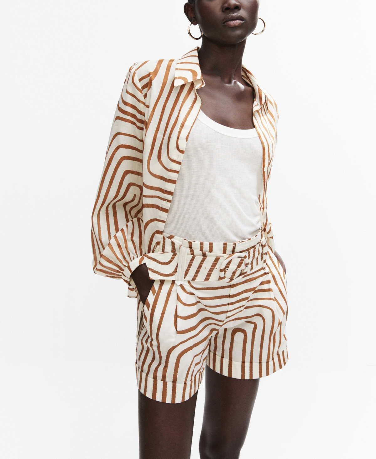 Mango Women's Belted Printed Shorts | Macys (US)