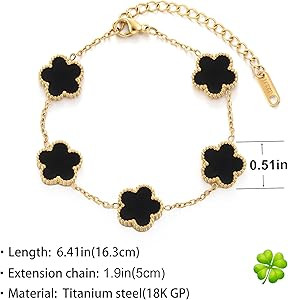TICVSS Four Leaf Clover Bracelet for Women 18K Gold Plated Stainless Steel Lucky 4 Leaf Gold Link... | Amazon (US)