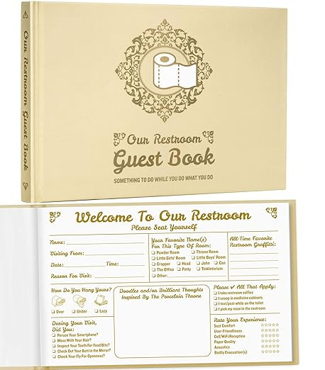 Bathroom Guest Book - Funny Housewarming Gift, Hostess Gift, or White Elephant Gift Idea | Amazon (US)