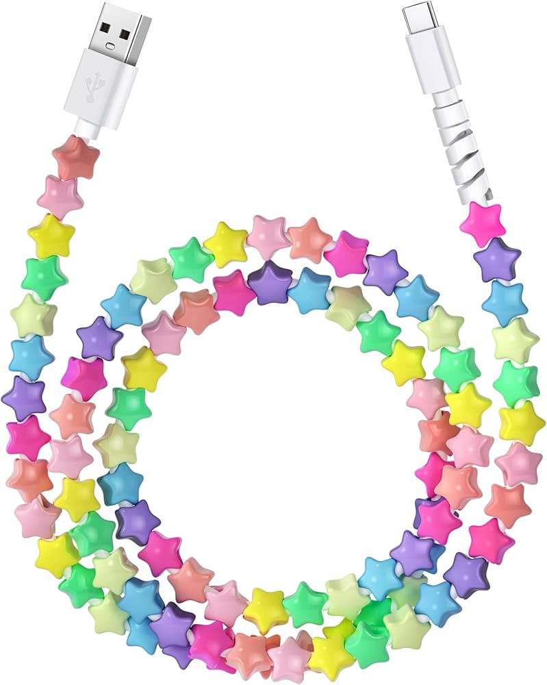 Aolcev USB C Cable for iPhone Charging Cord 3.3FT Cute Beaded USB Type C Charger Cord 66W Fast St... | Amazon (US)