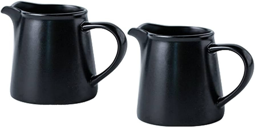 Black Mini Simple Ceramic Coffee Milk Creamer Pitcher with Handle, Set of 2 | Amazon (US)
