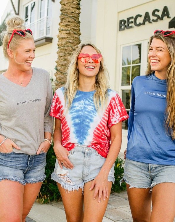 USA Tie Dye Short Sleeve Grayton Tee - Women - Red, White, and Blue | 30A Gear