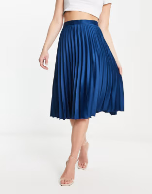 Closet London pleated midi skirt in navy | ASOS (Global)