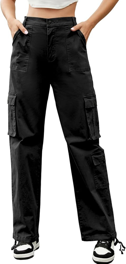 MOYEE Women High Waisted Cargo Pants Wide Leg Casual Hiking Pants 7 Pockets Combat Military Trous... | Amazon (US)