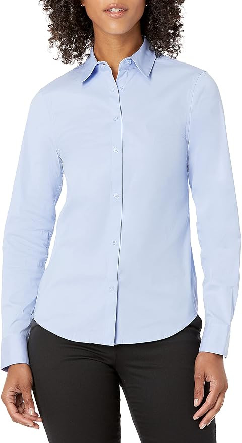 Lark & Ro Women's Slim Fit Stretch Poplin Shirt | Amazon (US)