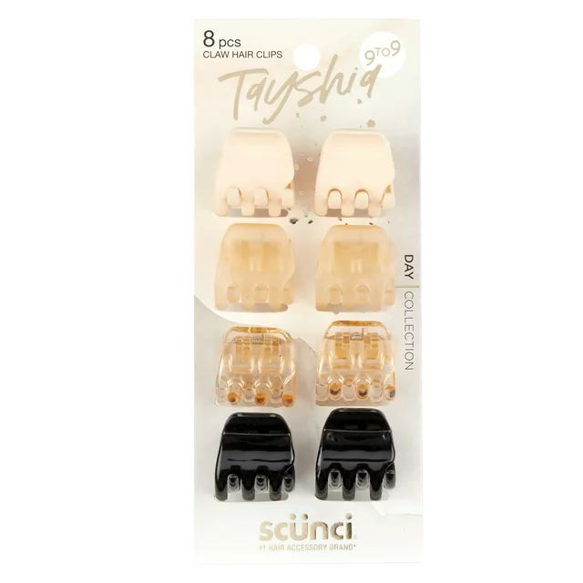 Tayshia by Scunci Mini Claw Clips for Fine or Short Hair, Neutrals, 8 Ct | Walmart (US)