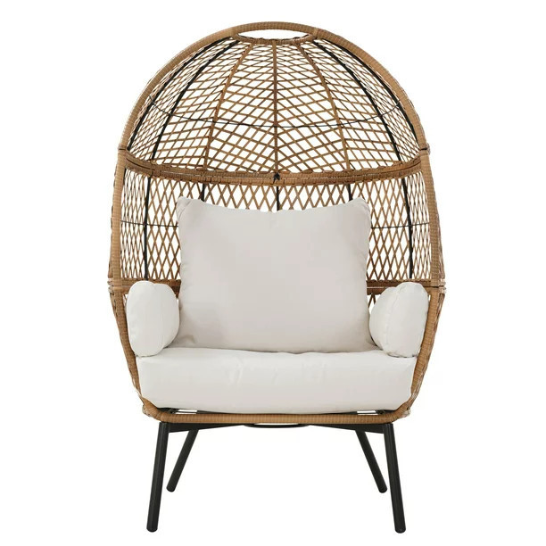 Better Homes & Gardens Ventura Boho Stationary Wicker Egg Chair | Walmart (US)
