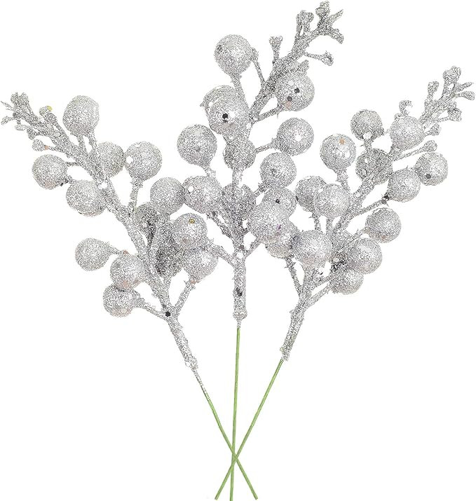 Artiflr 14 Pack Christmas Glitter Berries Stems, 7.8Inch Artificial Christmas Picks for Christmas... | Amazon (US)