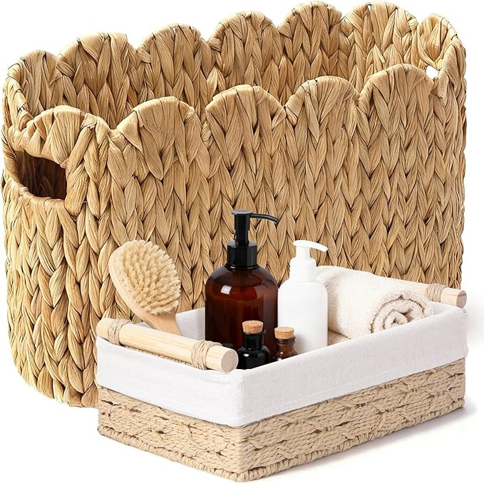Toilet Paper Basket, 2 Packs Toilet Paper Storage Basket, Hand-Woven Wicker Bathroom Basket Organ... | Amazon (US)