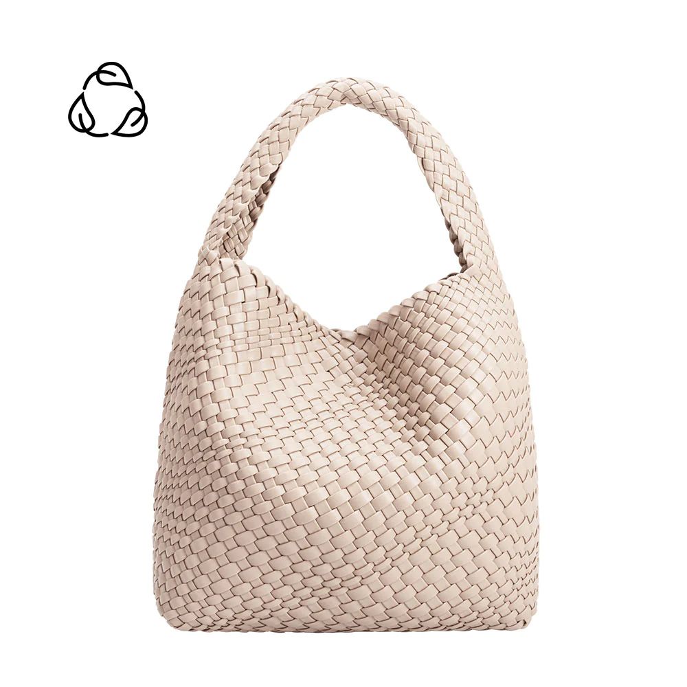 Ivory Johanna Large Recycled Vegan Leather Shoulder Bag | Melie Bianco | Melie Bianco