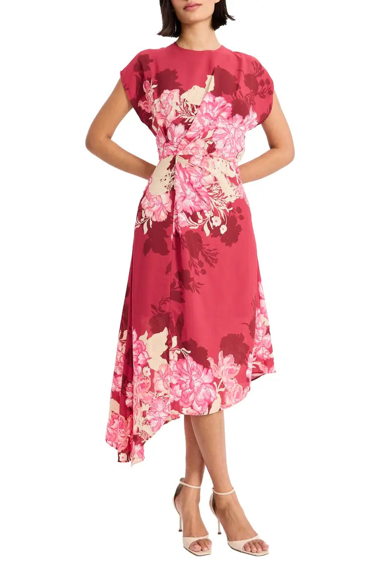 Floral Print Asymmetric Midi Dress (Women) | Nordstrom | Nordstrom