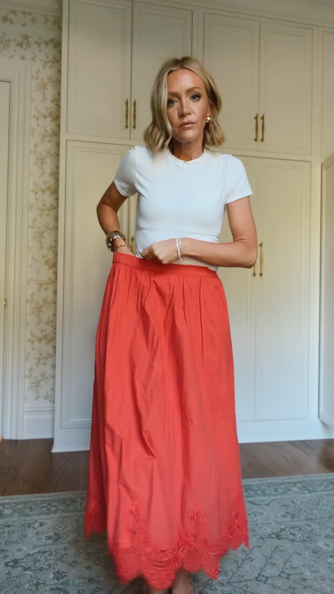 Small in tee and 4 in skirt 