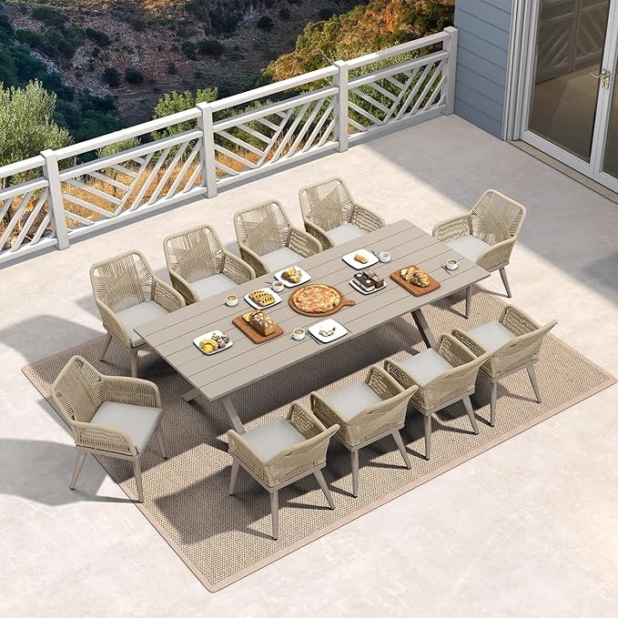 PURPLE LEAF 11 Pieces Outdoor Dining Set All-Weather PE Rattan Outdoor Patio Furniture Set with A... | Amazon (US)