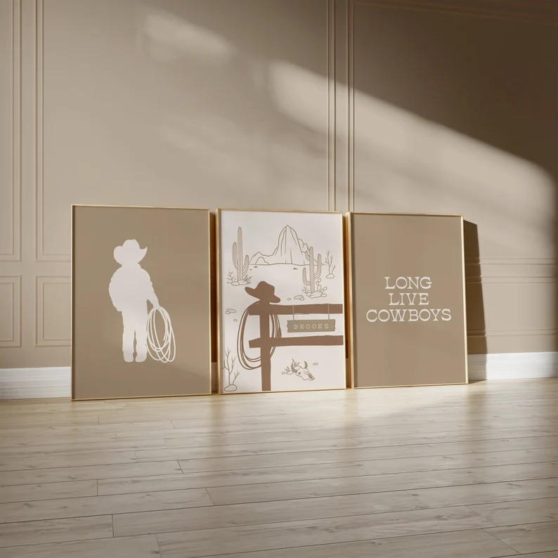 Cowboy Nursery Set of 3 Prints / Cowboy Print Set, Set of 3 Prints, Personalised Boys Room Wall A... | Etsy (US)