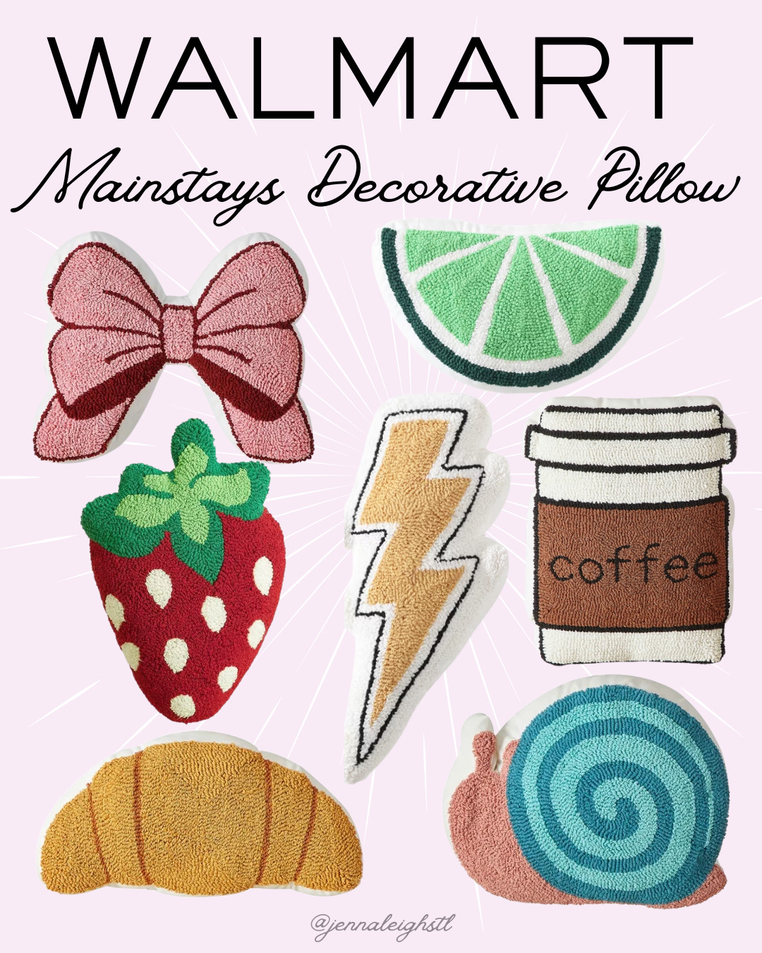Fun Walmart find! These Mainstays shaped throw pillows come in so many fun designs, from bows and coffee cups to limes, snails, and more. Such a cute way to add a little personality to your space! 

 #LTKHome #LTKKids