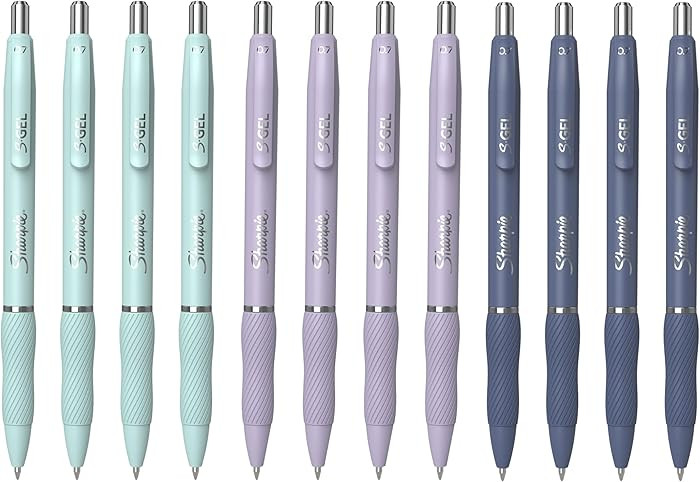 Sharpie S-Gel, Gel Pens, Medium Point (0.7mm), Assorted Fashion Barrels, Black Ink, 12 Count - Of... | Amazon (US)