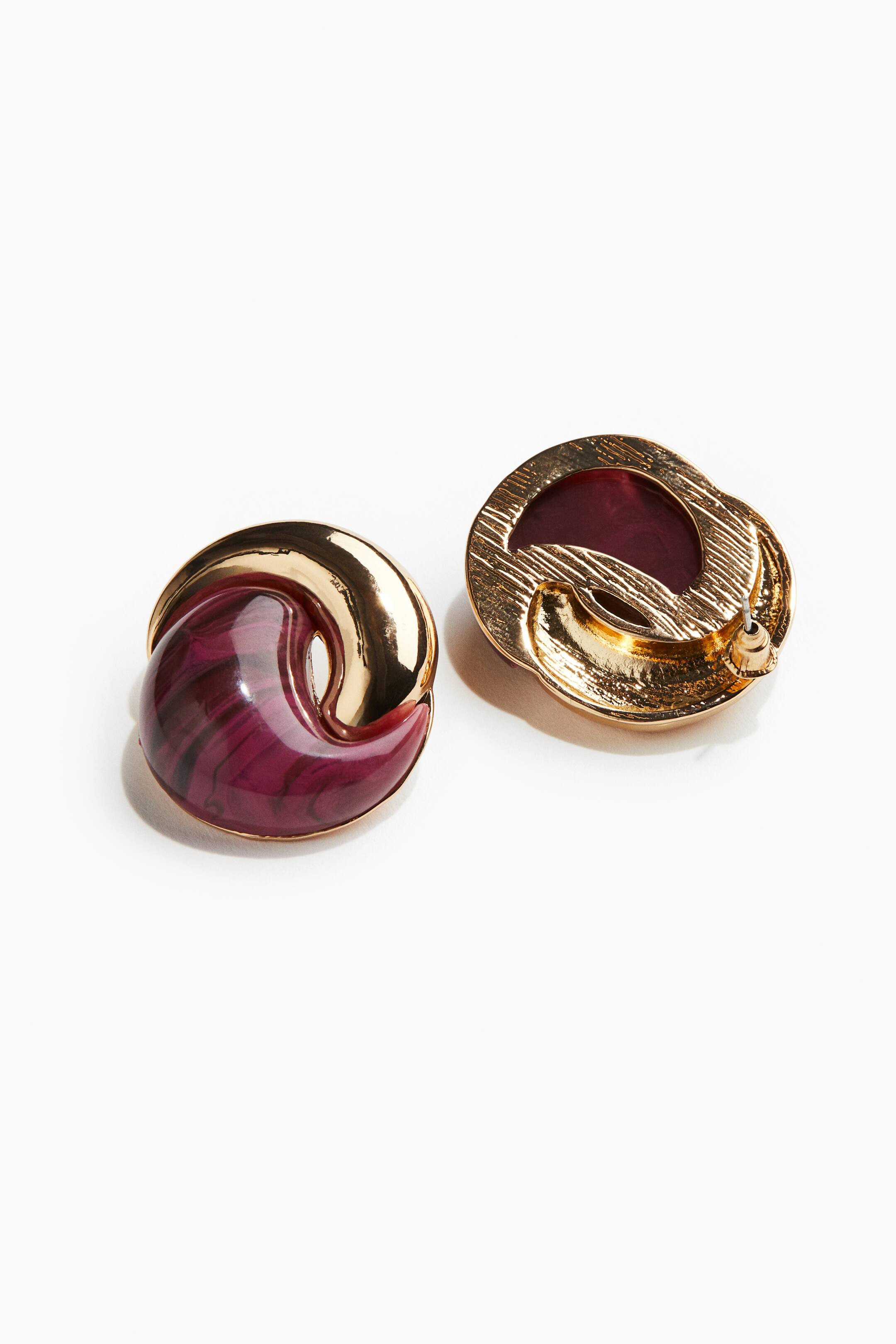 Stud Earrings - Burgundy/gold-colored - Ladies | H&M US | H&M (US + CA)