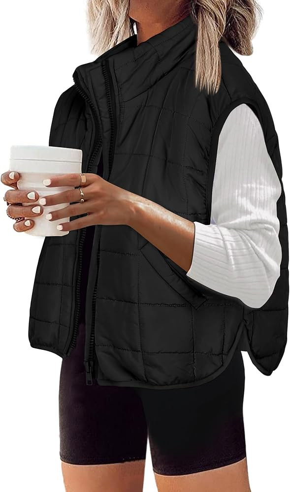 Zeagoo Womens Puffer Vest Ladies Sleeveless Zip Up Outerwear Warm Puffer Lightweight Down all Win... | Amazon (US)