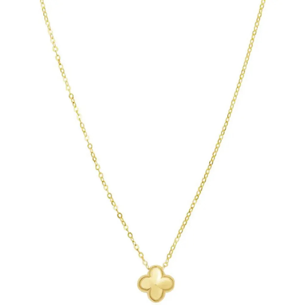 The Lovery Fine Jewelry Mini Gold Puffy Clover Necklace at Nordstrom, Size 18 | Nordstrom