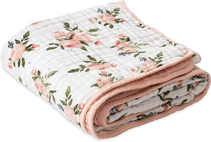 Little Unicorn – Watercolor Roses Cotton Muslin Quilt Blanket | 100% Cotton | Super Soft | Babi... | Amazon (US)