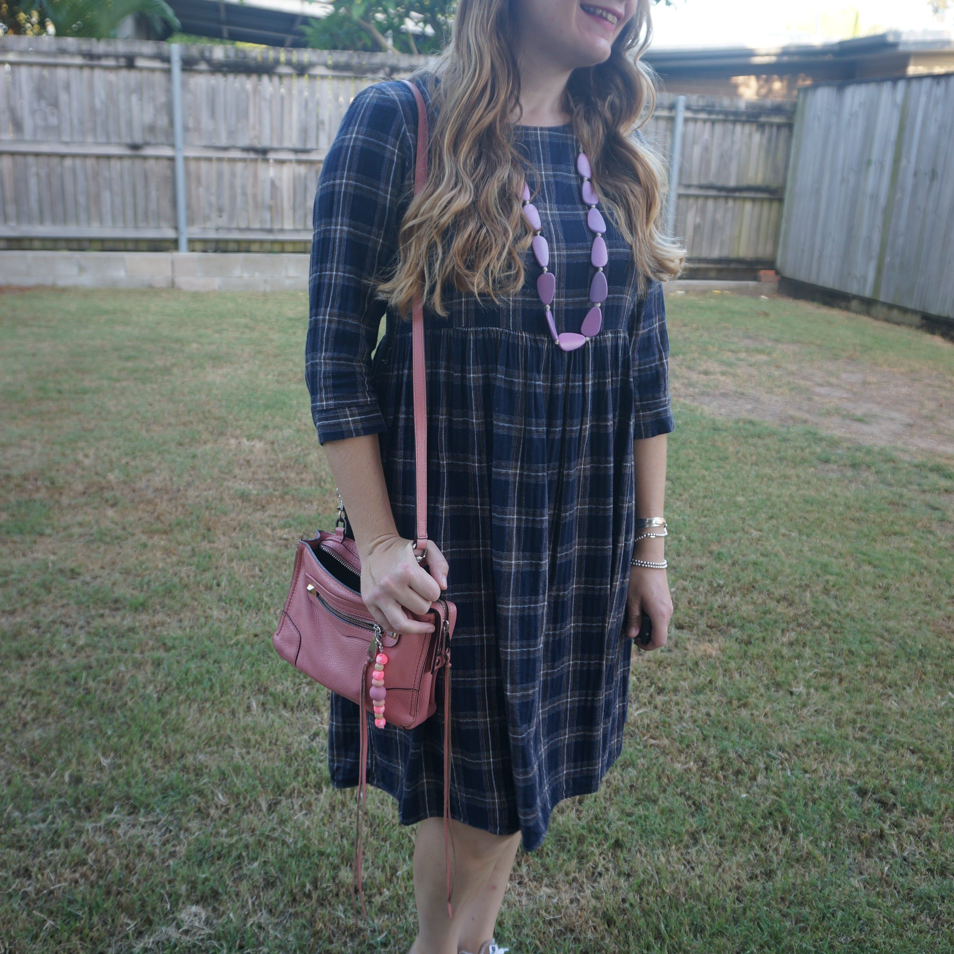 Thrifted navy tartan smock dress with pink Rebecca Minkoff micro Regan bag 💕

#LTKbag #LTKaustralia #LTKworkwear