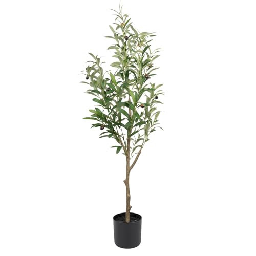 Howngyesimu 4FT Artificial Olive Tree Tall Fake Potted Olive Silk Tree with Planter Large Faux Olive Branches and Fruits | Amazon (US)