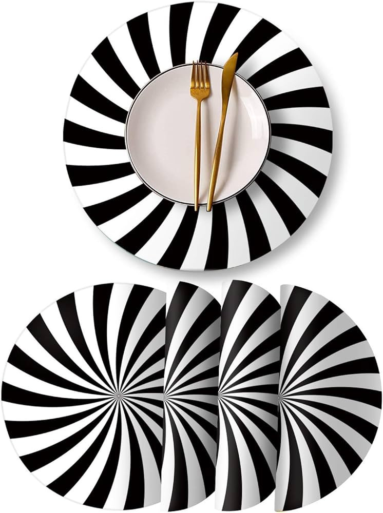 Round Leather Placemats Set of 4 PU Waterproof Non-Slip Washable Heat Resistant Place Mat for Kit... | Amazon (US)