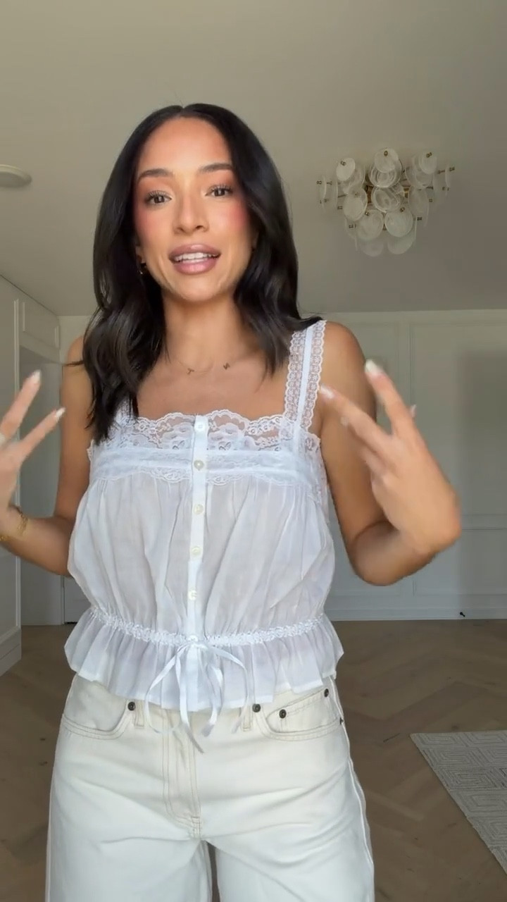 15% OFF almost everything or 20% OFF 3+ items!! Wearing size S lace tank and size 28 long ecru barrel jeans 

summer outfit, spring outfit, weekend outfit, date night outfit, lunch outfit, mom outfit, postpartum outfit, white pants

#LTKmomlife #LTKSaleAlert #LTKSeasonal